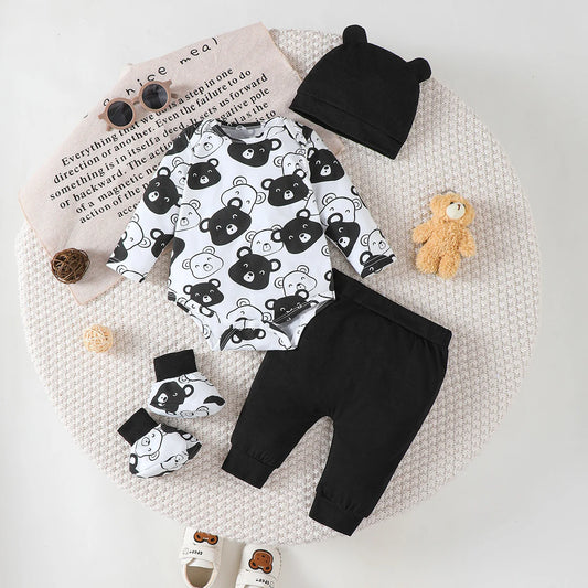 Little Bear Bodysuit, Pants, Hat & Booties 4-Piece Baby Boy Set