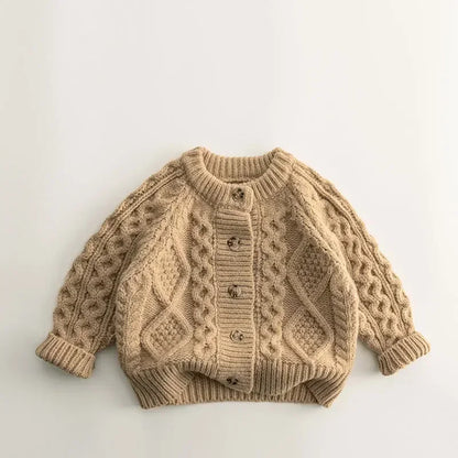 Classic Cable-Knit Cardigan – Cozy Button-Front Sweater for Kids