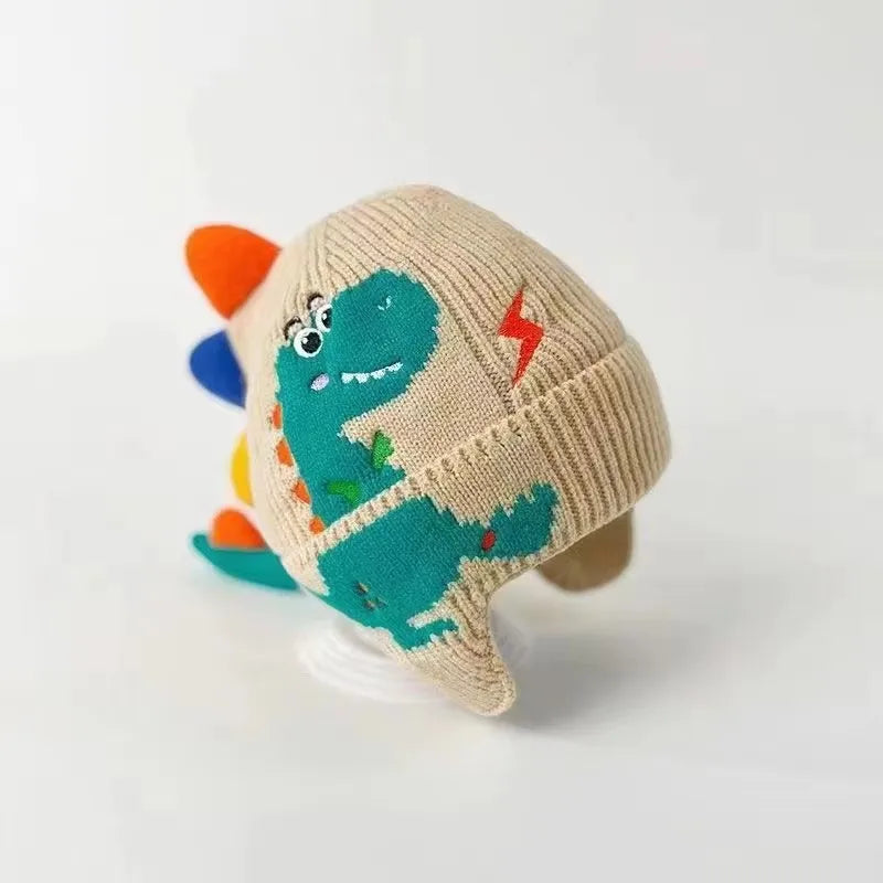 3D Dinosaur Knit Earflap Hat for Kids