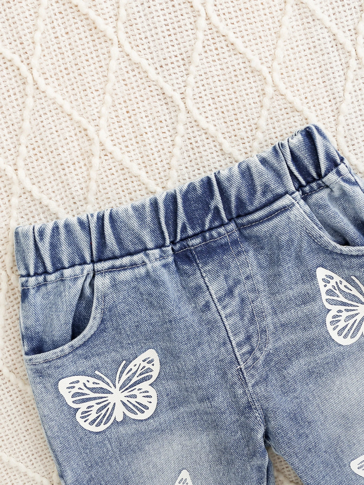 Butterfly Flight Girls’ Denim Vest & Pants 3-Piece Set