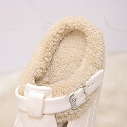 Faux Fur-Lined Buckle Clog Slippers for Girls