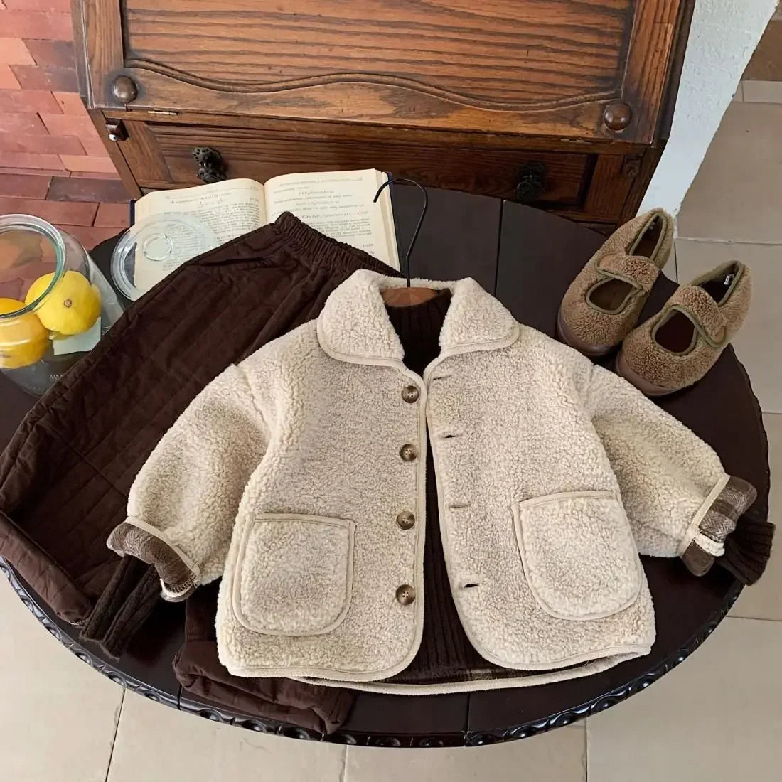 Cozy Teddy Fleece Button-Up Jacket for Kids