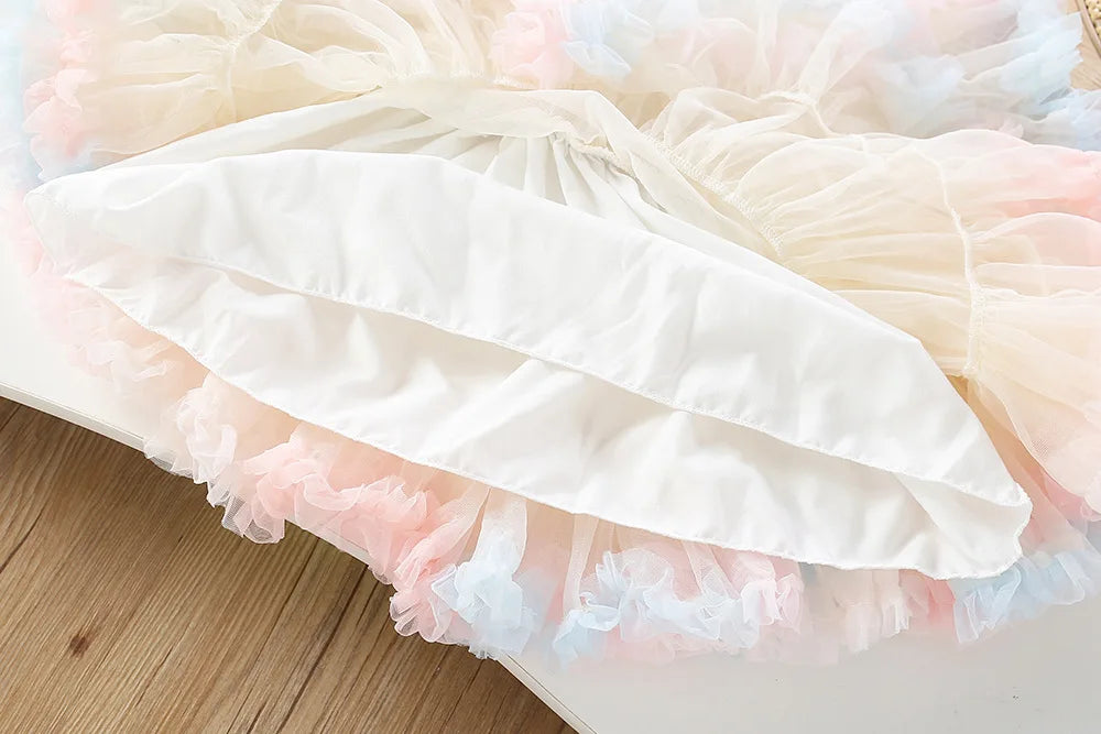 Pastel Petal Knit Sweater & Ruffle Tutu Skirt Set for Girls