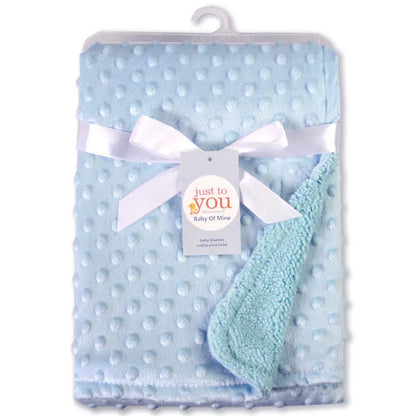 Raised Dot Plush Baby Blanket with Sherpa Fleece Backing