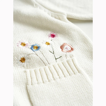 Knit Cardigan Sweater for Babies, Toddlers & Little Kids (9 Months–7 Years) – Button-Front, Embroidered Animals & Floral Details