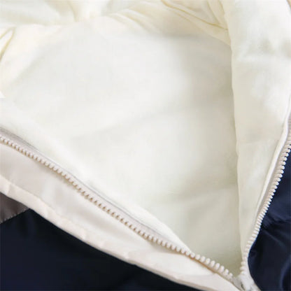 Colorblock Bear-Ear Hooded Padded Baby Snowsuit