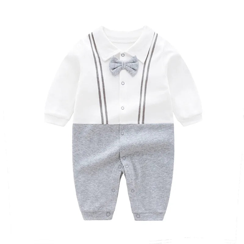 Bow-Tie Tuxedo Romper for Baby Boys