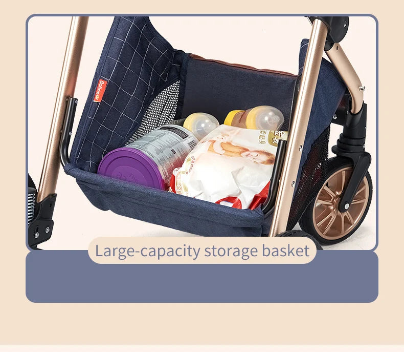 Luxury 3-in-1 Baby Stroller with Infant Carrier – Reversible, Lie-Flat, High Landscape Pushchair