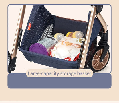 Luxury 3-in-1 Baby Stroller with Infant Carrier – Reversible, Lie-Flat, High Landscape Pushchair