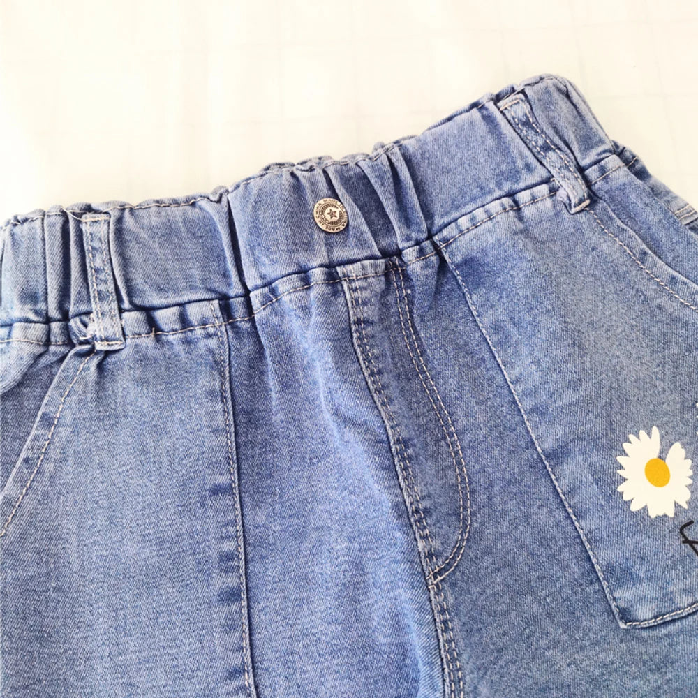 Daisy Patch Pocket Denim Shorts for Girls