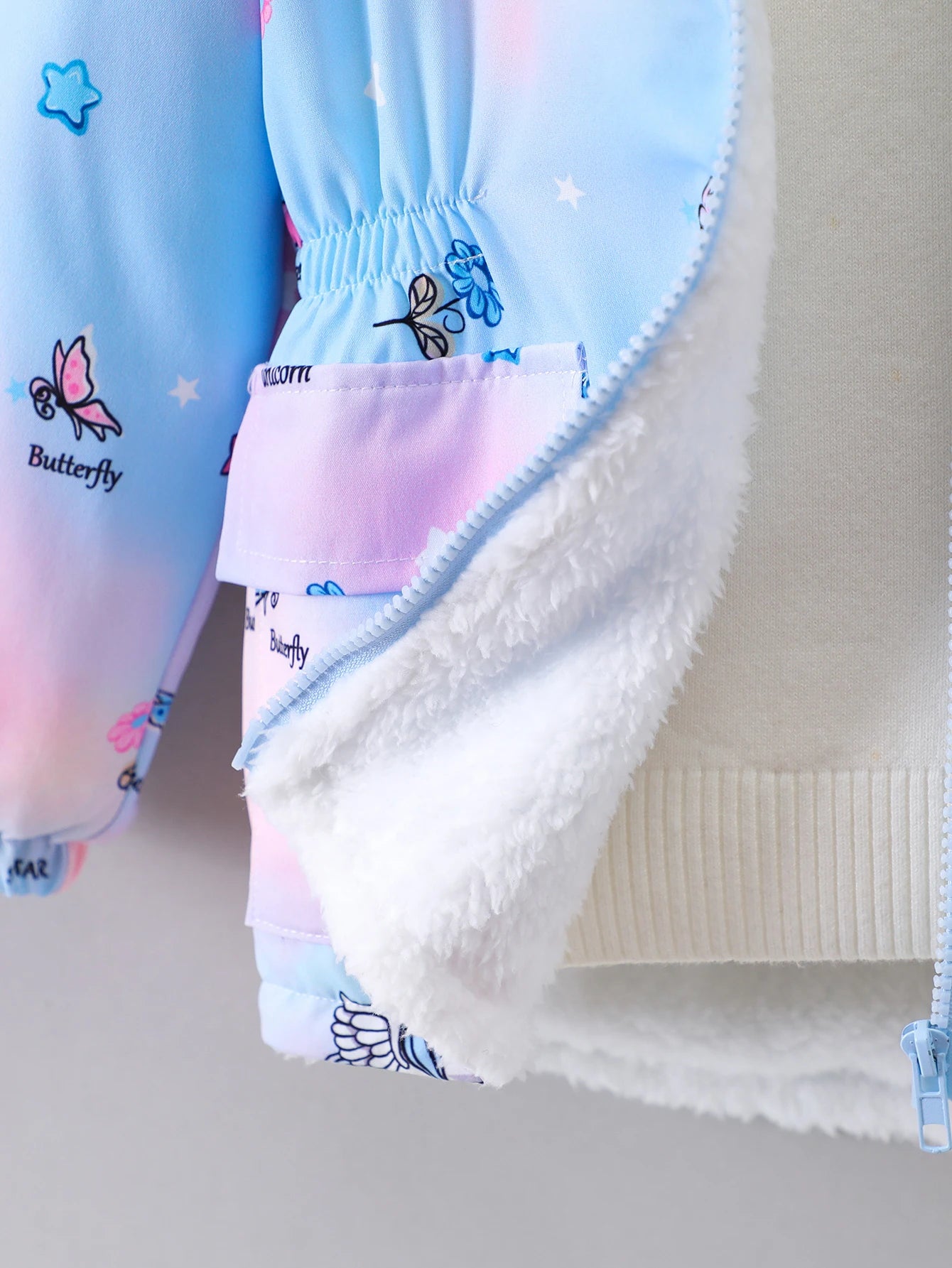 Little Girls’ Plush-Lined Unicorn Gradient Zip-Up Hoodie Jacket (4-7 years)