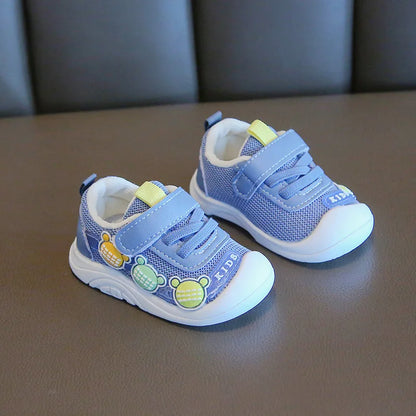 Colorful Bear Accent Baby & Toddler Sneakers with Breathable Mesh