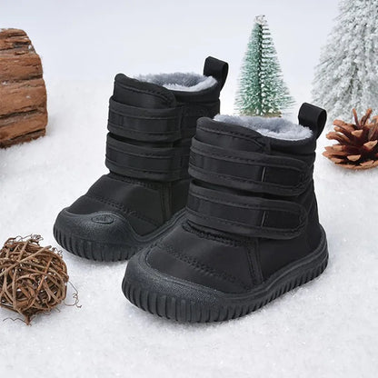 Plush-Lined Double-Strap Snow Boots for Kids