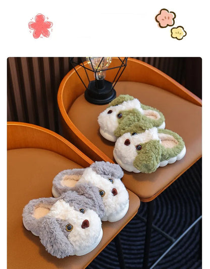 Plush Puppy Indoor Slippers for Toddlers & Kids – Warm, Non-Slip House Shoes