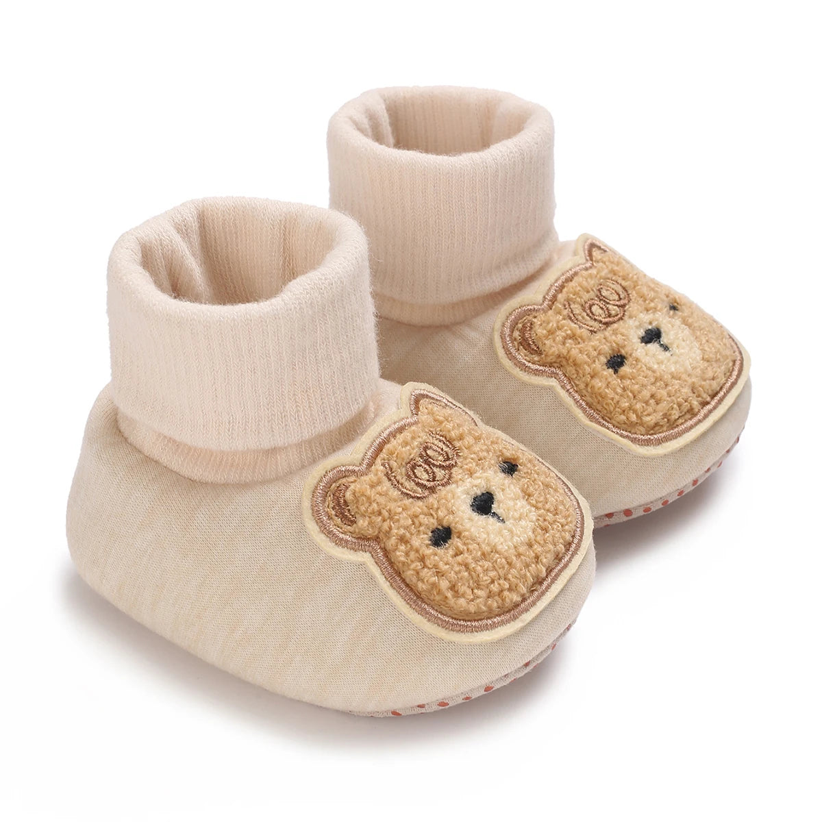 Baby Winter Moccasin Socks – Soft First Walker Booties with Teddy Bear Detail (0–12 Months)