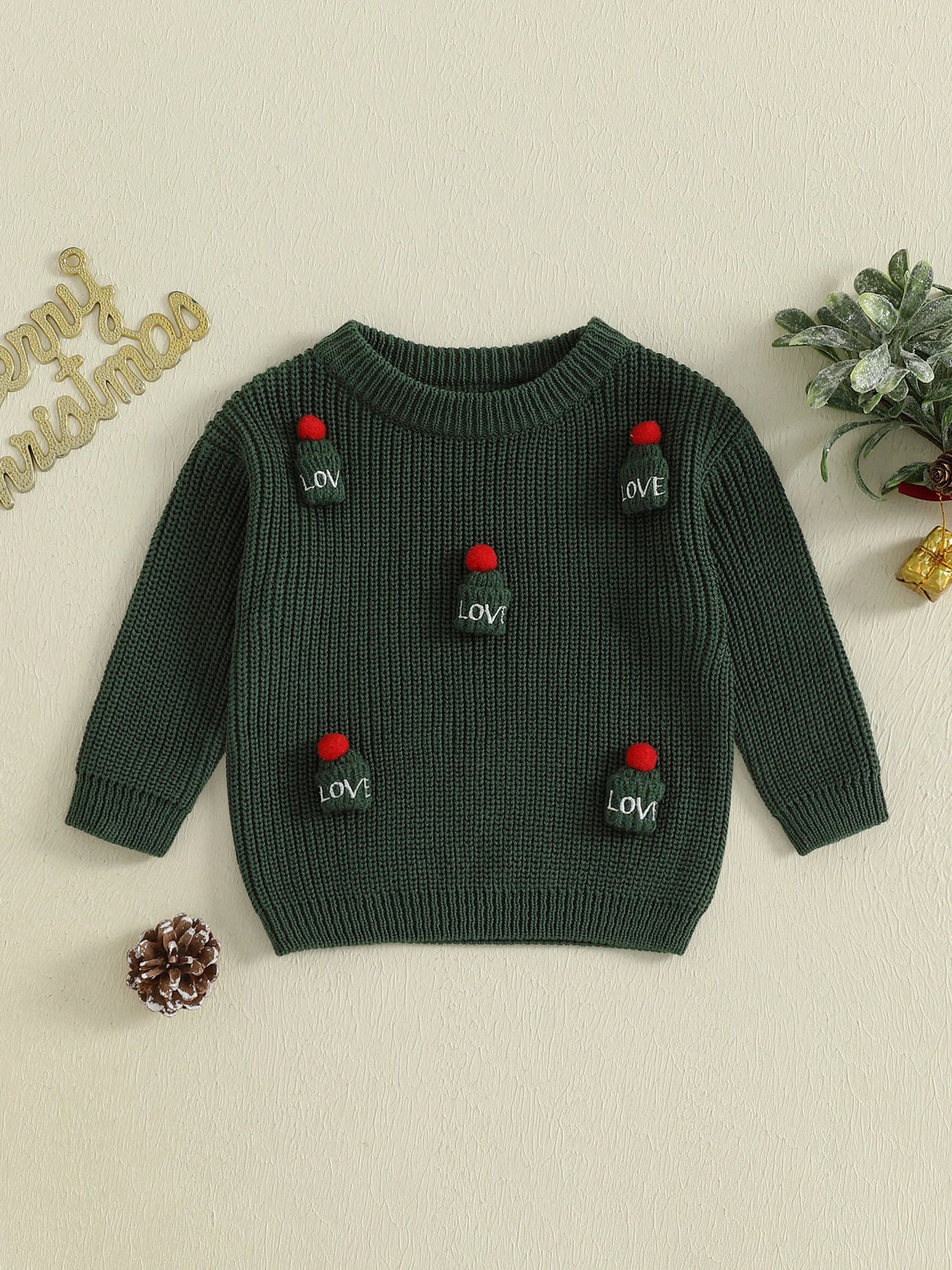 Kids Knit Sweater with 3D Beanie Detail – Cozy Crewneck Pullover (0 - 5 Years)