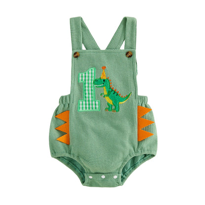 First Birthday Dinosaur Overall Romper for Baby Boys