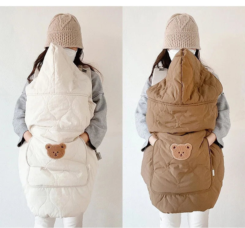 Cozy Hooded Baby Stroller Blanket & Carrier Cover – Quilted Swaddle Wrap for Newborns (Autumn–Winter)