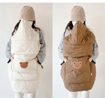 Cozy Hooded Baby Stroller Blanket & Carrier Cover – Quilted Swaddle Wrap for Newborns (Autumn–Winter)
