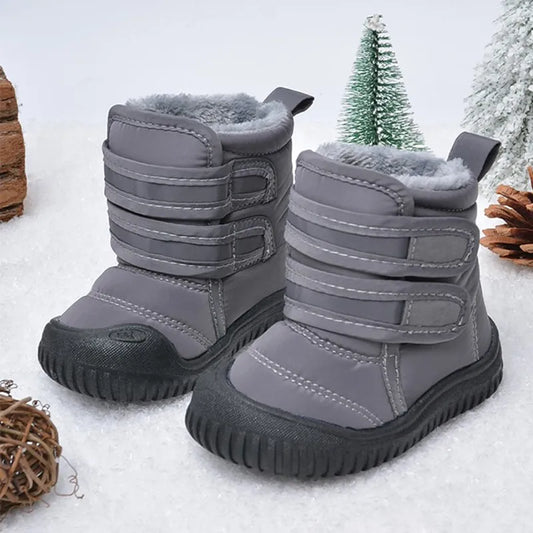 Plush-Lined Double-Strap Snow Boots for Kids