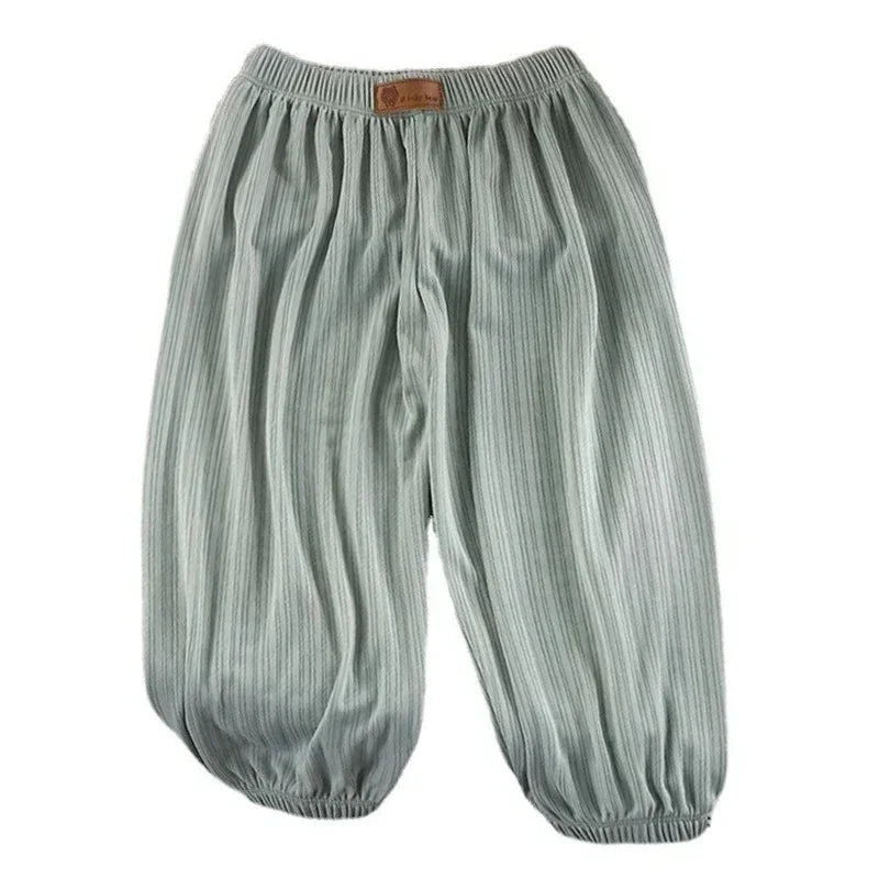 Textured Balloon-Leg Summer Pants for Girls