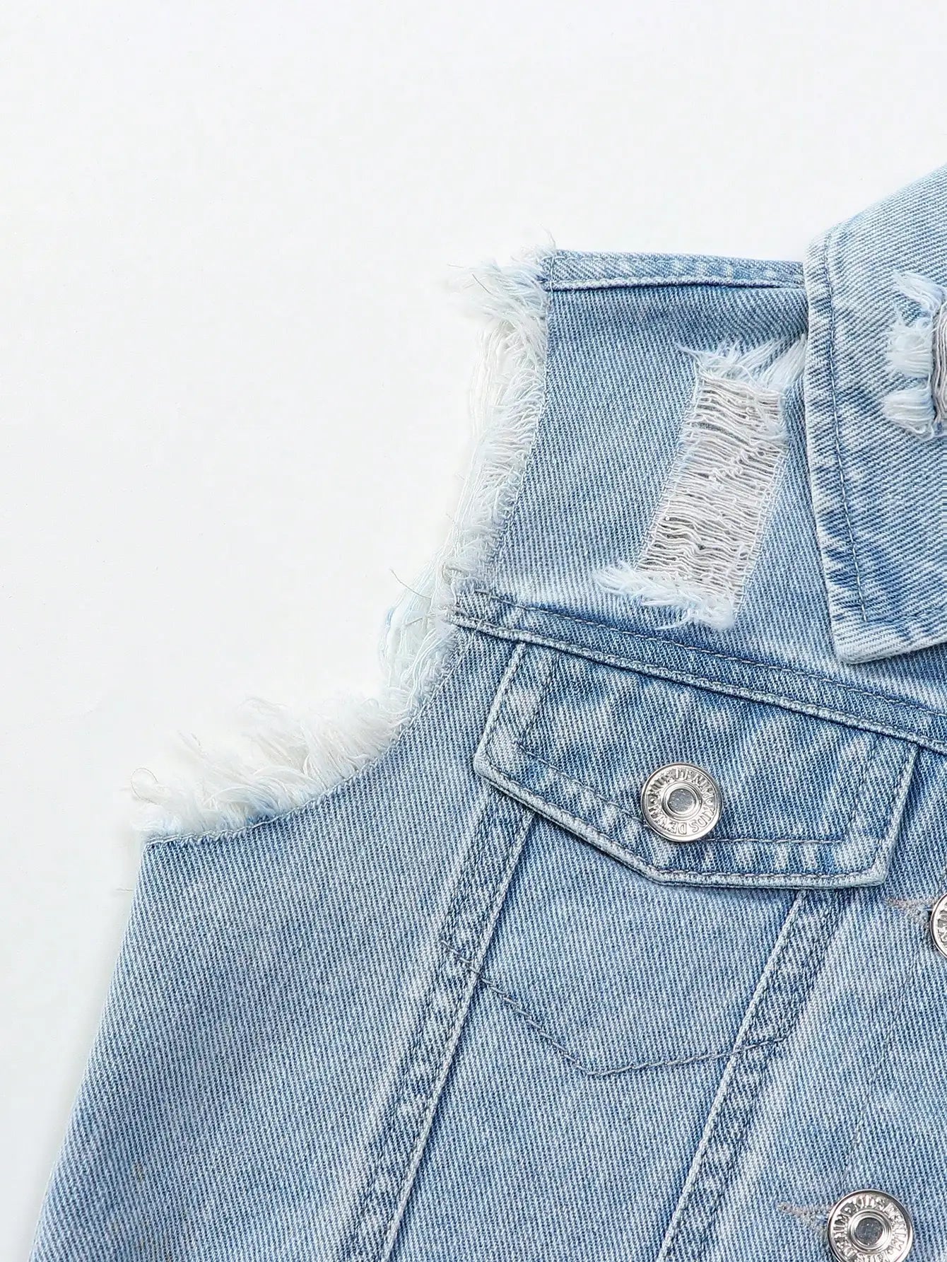 Distressed Denim Vest & Skirt Set for Girls | Trendy Two-Piece Outfit for Kids