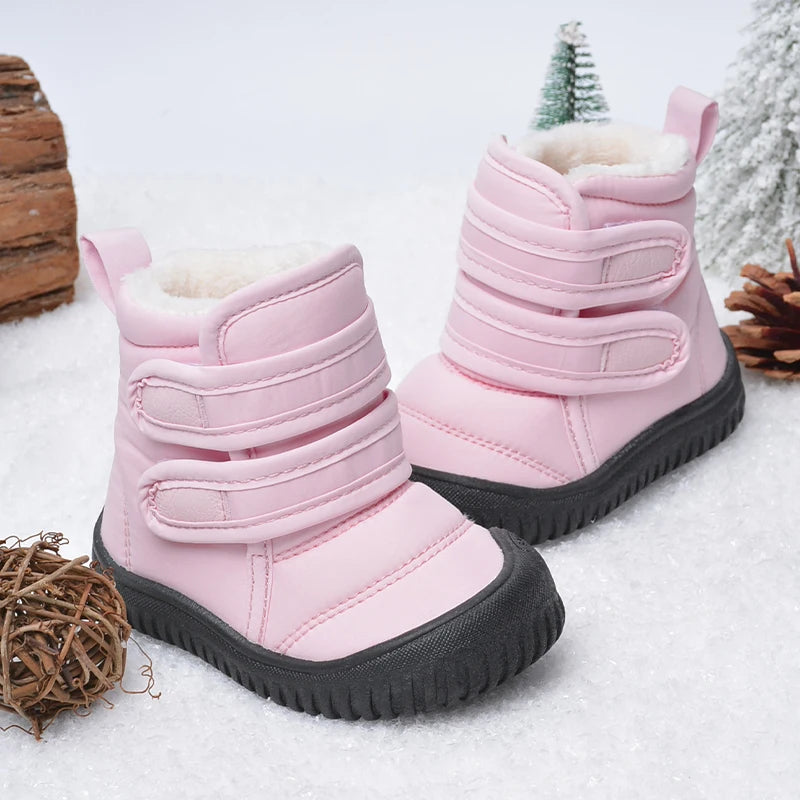 Plush-Lined Double-Strap Snow Boots for Kids
