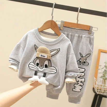 Cartoon Bunny Sweatshirt & Jogger Set for Kids – Cozy 2-Piece Outfit (Ages 2–7)