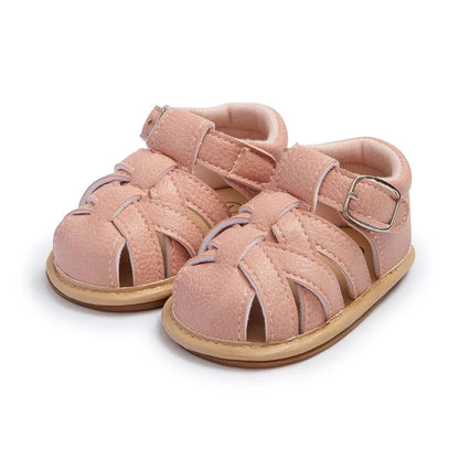 Woven Leather Fisherman Sandals with Buckle for Babies