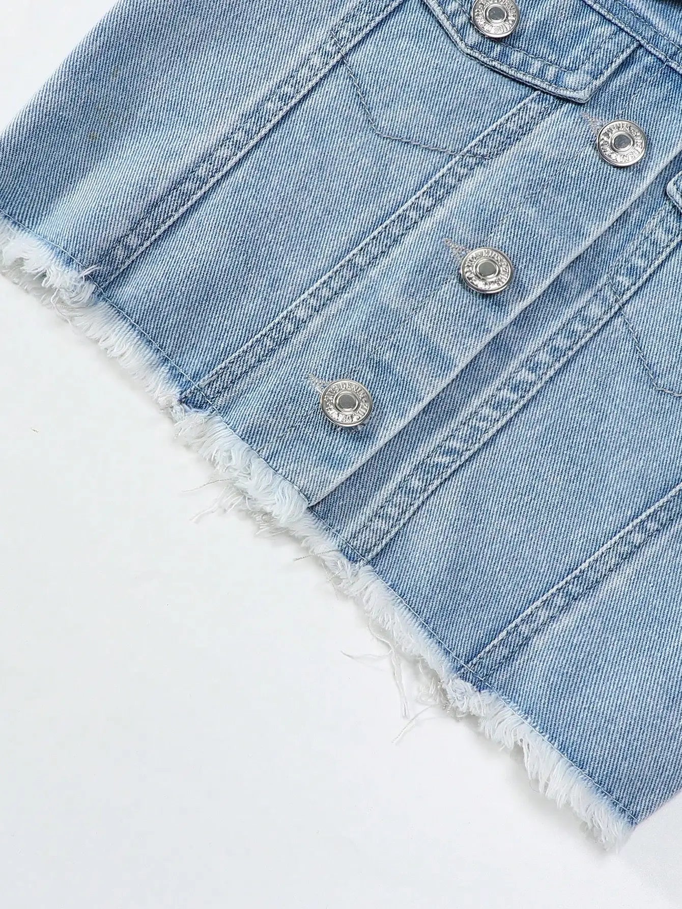 Distressed Denim Vest & Skirt Set for Girls | Trendy Two-Piece Outfit for Kids