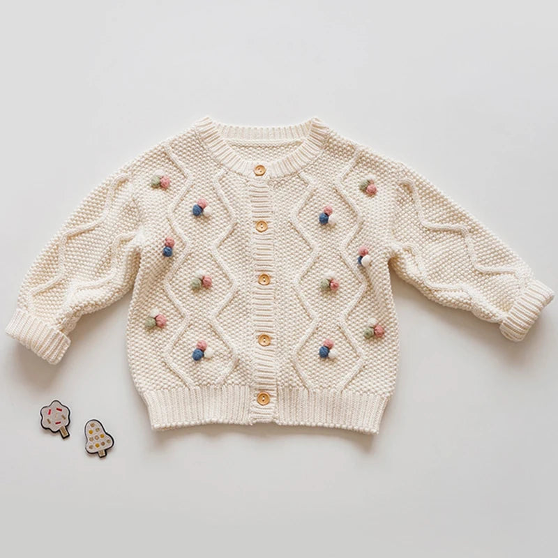 Knit Cardigan Sweater for Babies, Toddlers & Little Kids (9 Months–7 Years) – Button-Front, Embroidered Animals & Floral Details