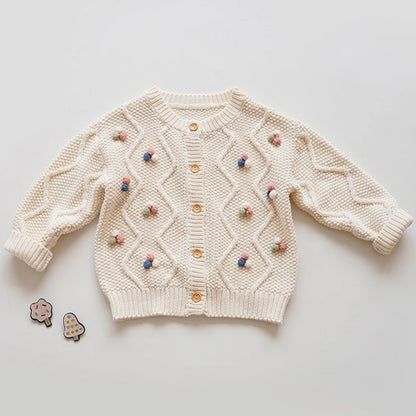 Knit Cardigan Sweater for Babies, Toddlers & Little Kids (9 Months–7 Years) – Button-Front, Embroidered Animals & Floral Details