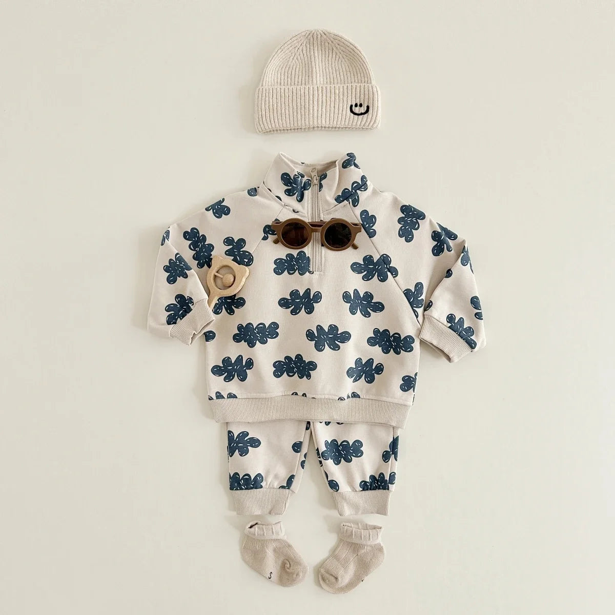 Doodle Leaf Half-Zip Sweatshirt & Jogger Set