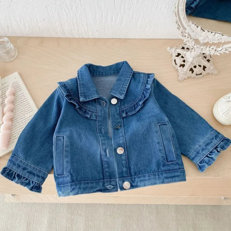 Baby Girls Ruffle Denim Jacket – Sweet Princess Style (1–6 Years)
