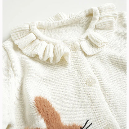 Knit Cardigan Sweater for Babies, Toddlers & Little Kids (9 Months–7 Years) – Button-Front, Embroidered Animals & Floral Details