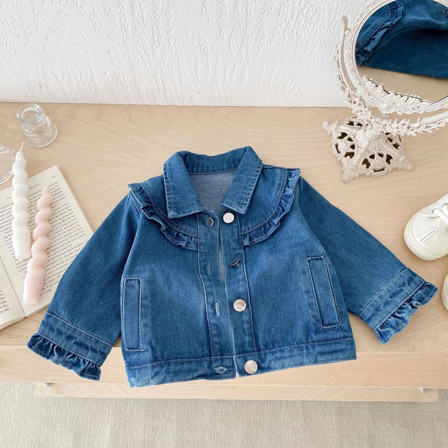 Baby Girls Ruffle Denim Jacket – Sweet Princess Style (1–6 Years)