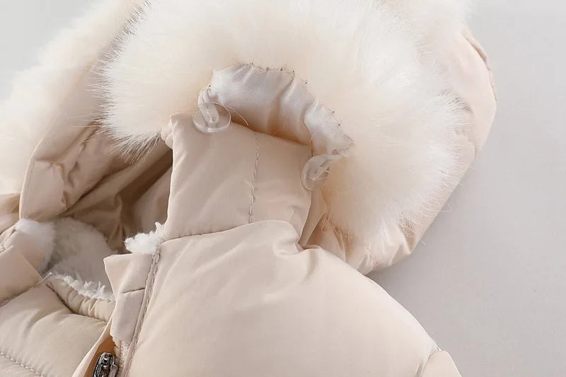 Plush-Lined Winter Baby Snowsuit with Hood & Mittens (0–18 Months)
