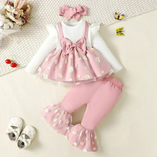 Daisy Tulle Bow Outfit Set for Baby Girls