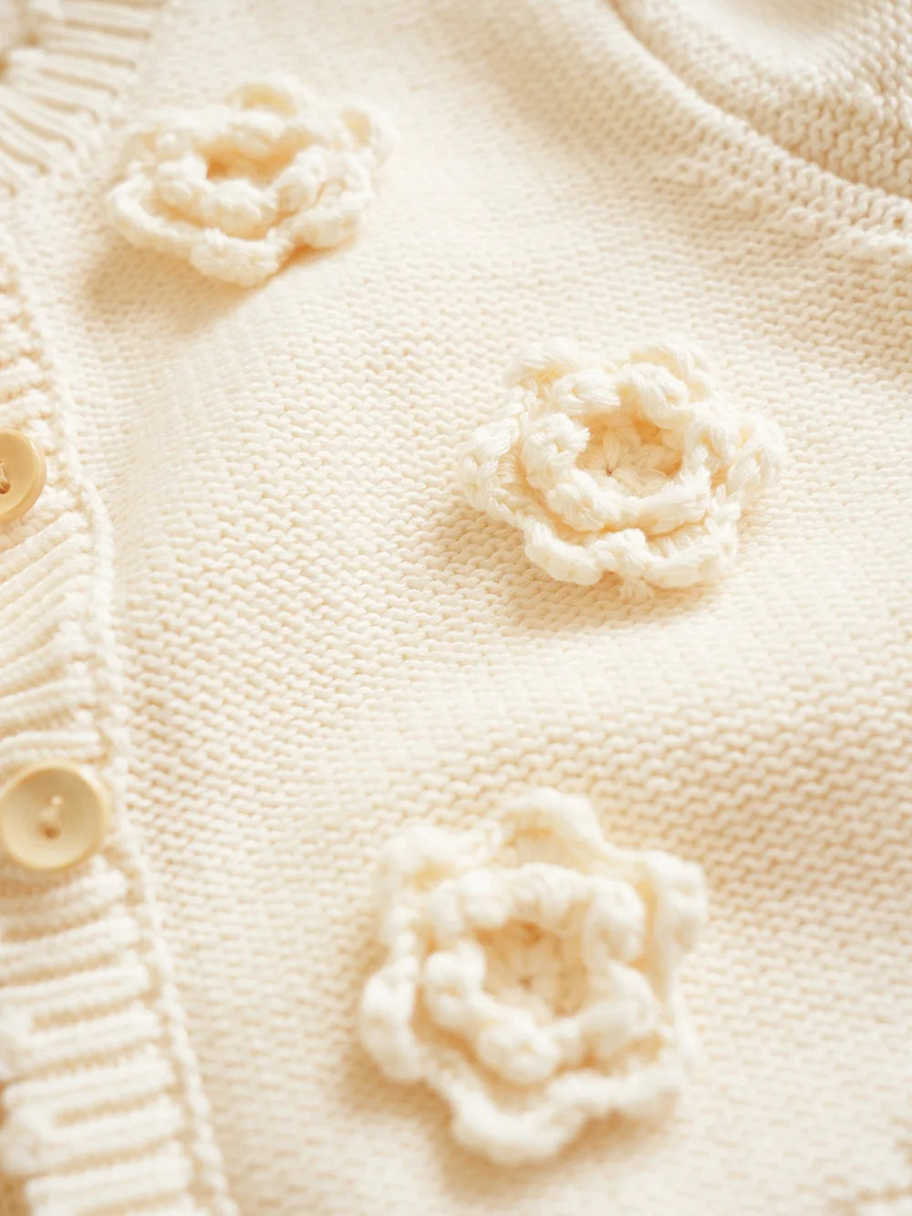 Baby & Toddler Girls Cotton Knit Cardigan (2–6 Years) – Button-Front Sweater with Duck Embroidery