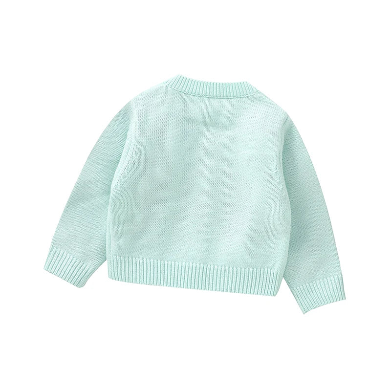 3D Daisy V-Neck Knit Cardigan for Baby Girls