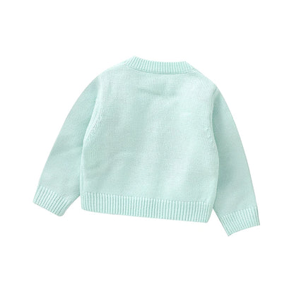 3D Daisy V-Neck Knit Cardigan for Baby Girls