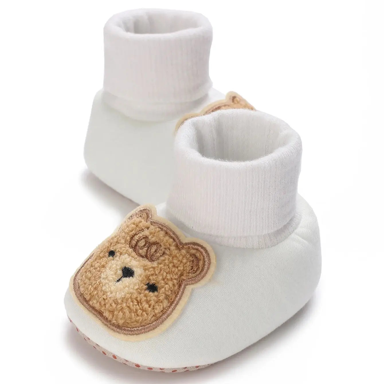 Baby Winter Moccasin Socks – Soft First Walker Booties with Teddy Bear Detail (0–12 Months)