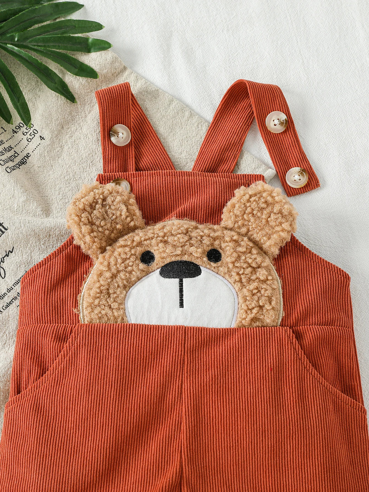 Textured Teddy Bear Overall Romper for Babies & Toddlers