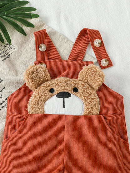 Textured Teddy Bear Overall Romper for Babies & Toddlers