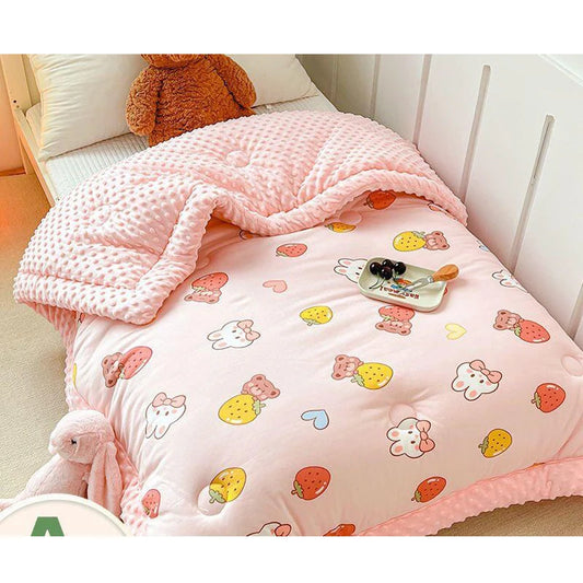 Cartoon Dinosaur & Animal Print Reversible Baby Blanket