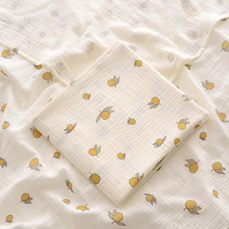 Playful Heart & Animal Print Cotton Muslin Baby Blanket