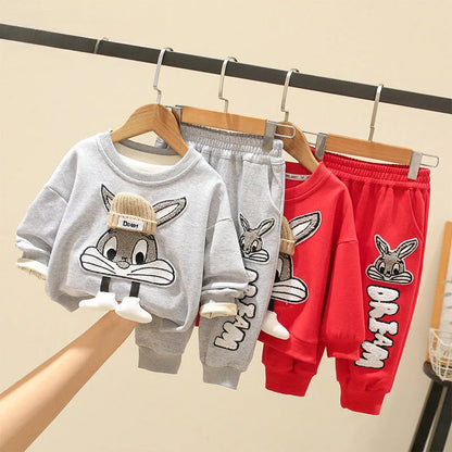 Cartoon Bunny Sweatshirt & Jogger Set for Kids – Cozy 2-Piece Outfit (Ages 2–7)
