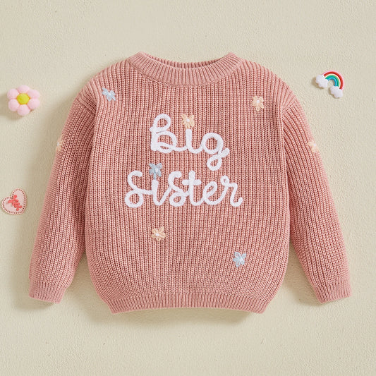 Big Sister Knit Sweater for Toddlers – Soft Long-Sleeve Pullover (1 to 5 Years)
