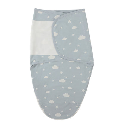 Cartoon Print Cotton Baby Swaddle Wrap with Adjustable Velcro & Zipper