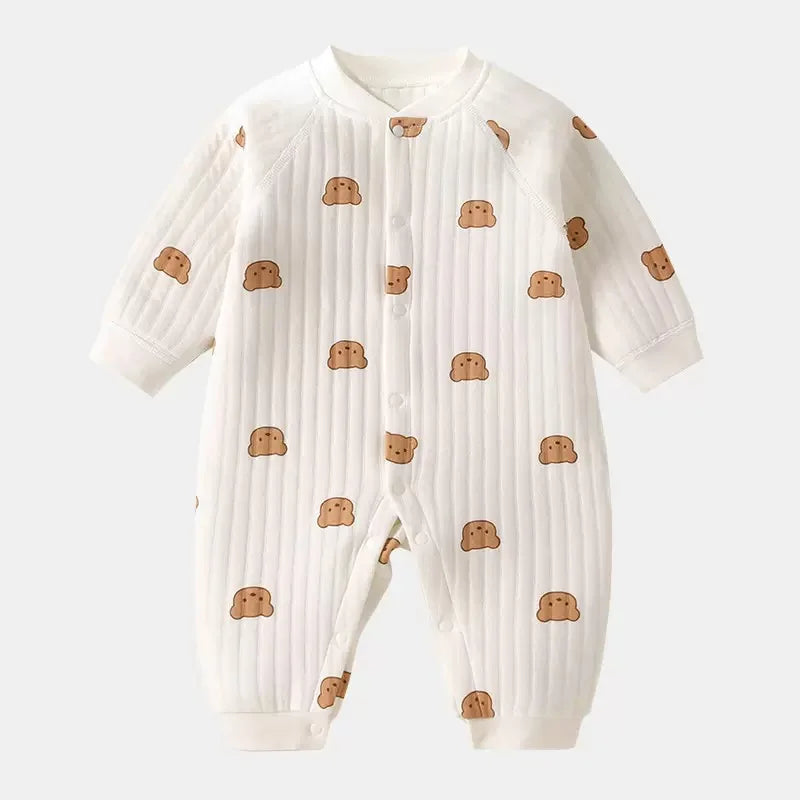 Animal Appliqué Ribbed Cotton Romper for Babies